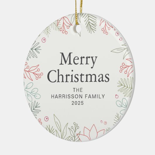 Blumenweihnachtskraut-Foto Keramik Ornament (Links)