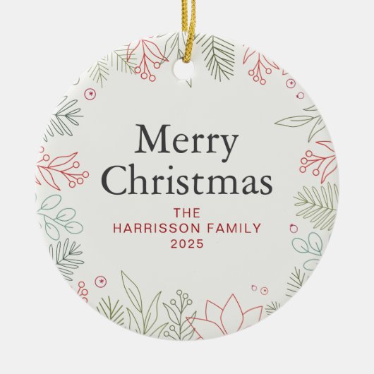 Blumenweihnachtskraut-Foto Keramik Ornament (Vorne)