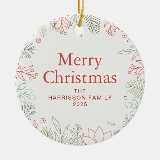 Blumenweihnachtskraut-Foto Keramik Ornament (Vorne)