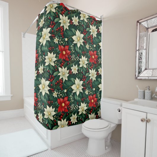 Blumenweihnachtsmuster Duschvorhang (Beispiel)