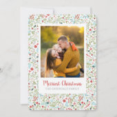 Blumenweihnachtsmuster-Foto Feiertagskarte (Vorderseite)