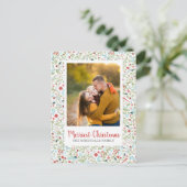 Blumenweihnachtsmuster Foto Postkarte (Stehend Vorderseite)