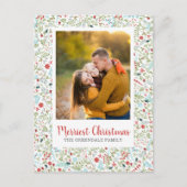 Blumenweihnachtsmuster Foto Postkarte (Vorderseite)