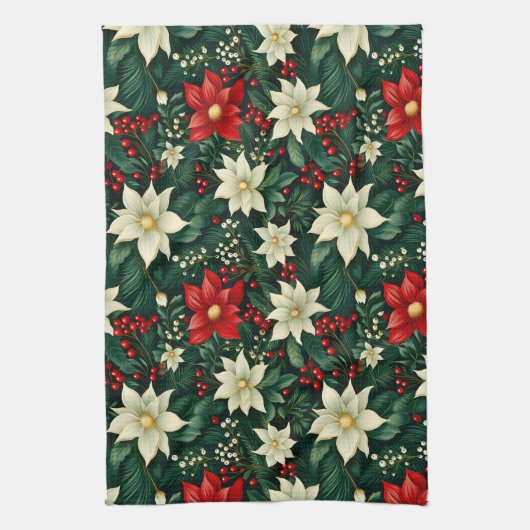 Blumenweihnachtsmuster Geschirrtuch (Vertikal)