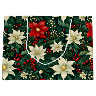 Blumenweihnachtsmuster Große Geschenktüte