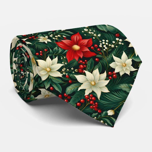 Blumenweihnachtsmuster Krawatte (Gerollt)