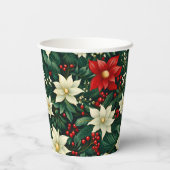 Blumenweihnachtsmuster Pappbecher (Rückseite)