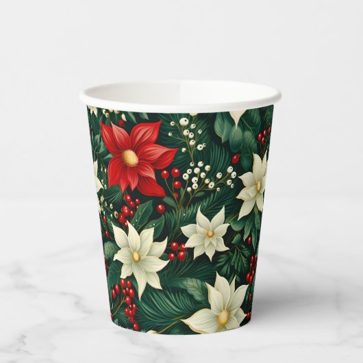 Blumenweihnachtsmuster Pappbecher (Links)