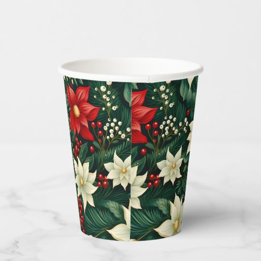 Blumenweihnachtsmuster Pappbecher (Rechts)