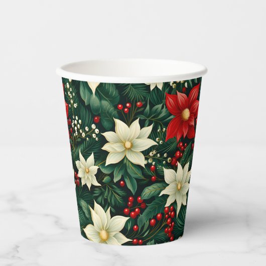 Blumenweihnachtsmuster Pappbecher (Vorderseite)