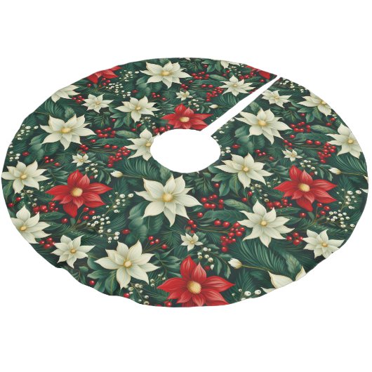 Blumenweihnachtsmuster Polyester Weihnachtsbaumdecke (Schrägansicht)