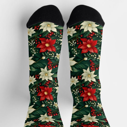 Blumenweihnachtsmuster Socken (Oben)