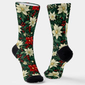 Blumenweihnachtsmuster Socken (Gewinkelt)