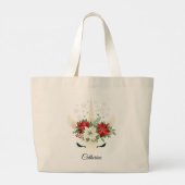 Blumenweihnachtsname Personalisiert Jumbo Stoffbeutel (Rückseite)