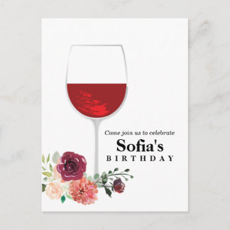 Blumenwein Geburtstag Postkarte Einladung