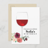 Blumenwein Geburtstag Postkarte Einladung (Vorne/Hinten)