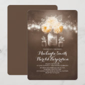 Blumenwein Glas rustikale Saitenleuchten Hochzeit Einladung (Vorne/Hinten)