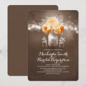 Blumenwein Glas rustikale Saitenleuchten Hochzeit Einladung (Vorne/Hinten)