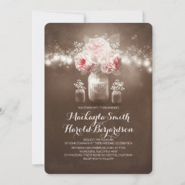 Blumenwein Glas rustikale Saitenleuchten Hochzeit Einladung