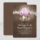 Blumenwein Glas rustikale Saitenleuchten Hochzeit Einladung (Vorne/Hinten)