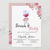 Blumenwein GlasS Brunch & Bubbly Brautparty Einladung (Vorne/Hinten)