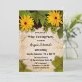 Blumenwein-Verkostung zum Geburtstag Einladung (Stehend Vorderseite)