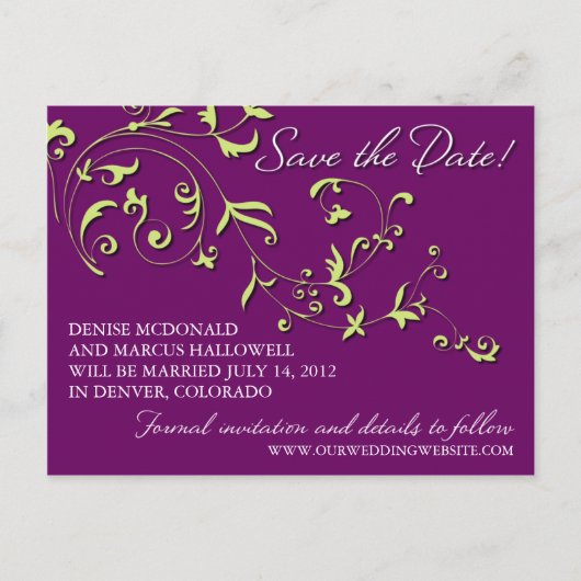 Blumenweine Save the Date Postkarte (Vorderseite)