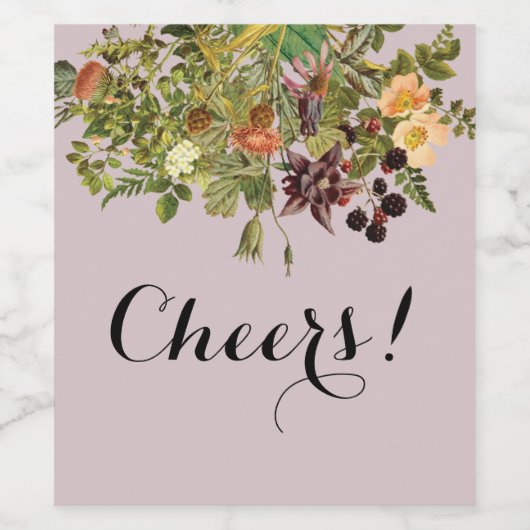 Blumenweinetikett mit Rosa Weinetikett (Einzelnes Label)