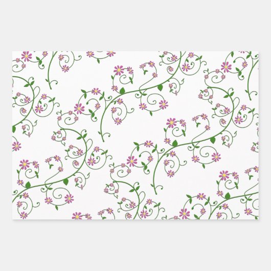 Blumenweinpapier Flachblatt Set 3 Geschenkpapier Set (Vorderseite 2)