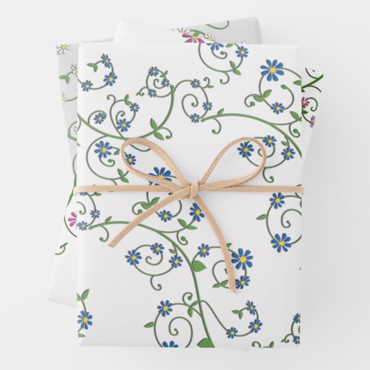 Blumenweinpapier Flachblatt Set 3 Geschenkpapier Set (Beispiel)