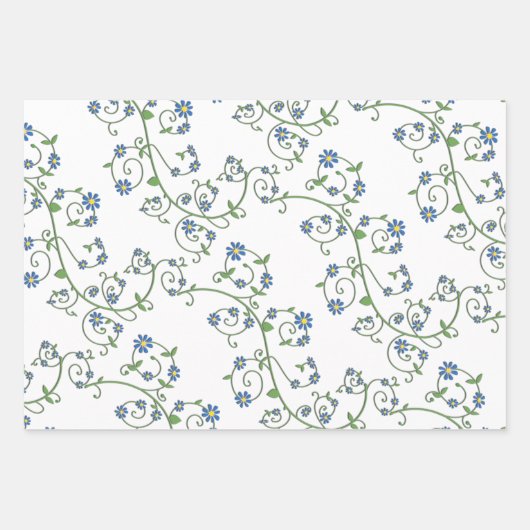 Blumenweinpapier Flachblatt Set 3 Geschenkpapier Set (Vorderseite)