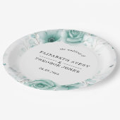 Blumenweise Personalisierte Grüntöne Hochzeit von Pappteller (Schrägansicht)