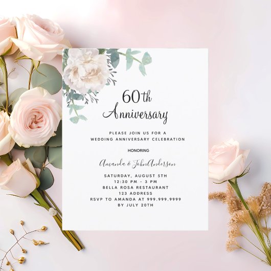 Blumenweiß Einladung zum 60. Hochzeitstag