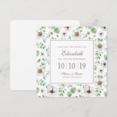 Blumenweiße Anemone des Aquarell-| - Brautjungfer Einladung (Vorne/Hinten)