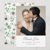 Blumenweiße Anemone des Aquarell-| | danken Ihnen Dankeskarte (Vorne/Hinten)