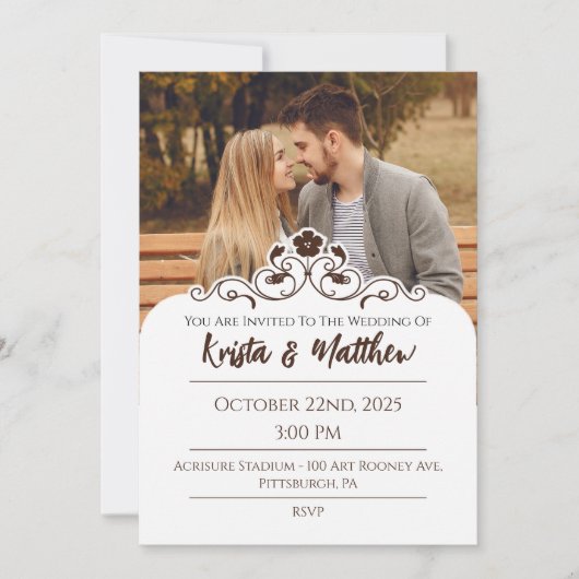 Blumenweiße Halbfabrikate Foto Einladung (Vorderseite)