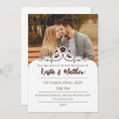 Blumenweiße Halbfabrikate Foto Einladung (Vorne/Hinten)