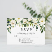 Blumenweiße Hochzeit RSVP Karte (Stehend Vorderseite)