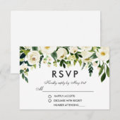 Blumenweiße Hochzeit RSVP Karte (Vorne/Hinten)