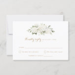 Blumenweiße Hydrangea Grüne Hochzeit RSVP Einladung<br><div class="desc">Bläserweiße Hydrangea Greenery Wedding RSVP Card. Moderne kalligraphische Floral Response Card. Wappen Hochzeitssuite für Wasserfarben</div>