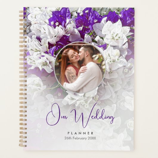 Blumenweiße Lila Hochzeitsplaner Planer (Vorderseite)