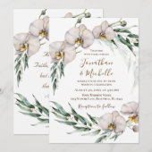 Blumenweiße Orchideen Grüne Christliche Hochzeit Einladung (Vorne/Hinten)