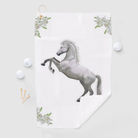 Blumenweiße Pferde Golf Handtuch (Insitu)