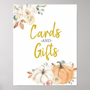 Blumenweiße Pumpkappen und Geschenke Poster