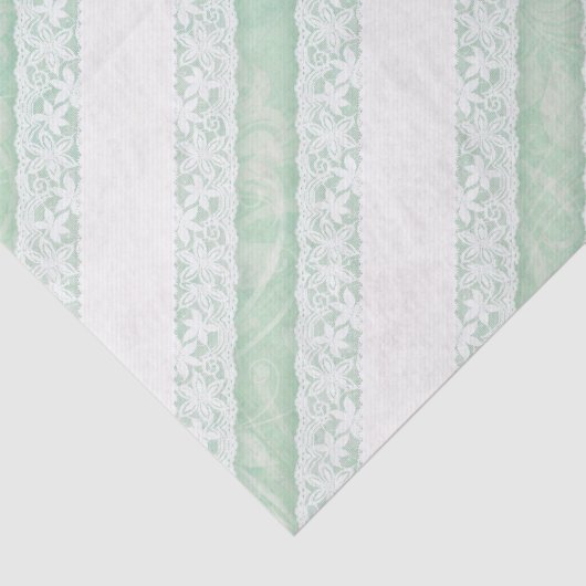 Blumenweiße Spitzen Grünes Hochzeitsgeschenk Seidenpapier (Ausschnitt)