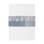 Blumenweiße Spitzen und duftende blaue Hochzeit Einladungsbanderole (Rückseitenbeispiel)