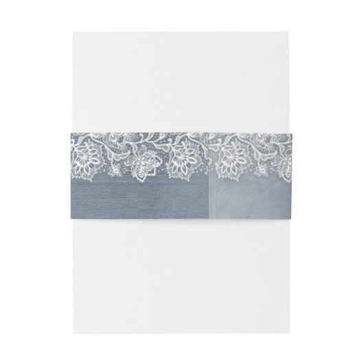 Blumenweiße Spitzen und duftende blaue Hochzeit Einladungsbanderole (Rückseitenbeispiel)