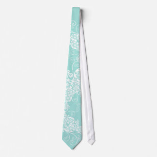 Blumenweißes Aqua-stilvolle kundenspezifische Krawatte