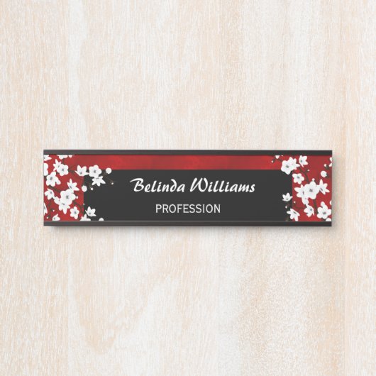 Blumenweißkrebs Rotes Büro Türschild (Vorderseite )