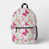 Blumenweißmuster Bedruckter Rucksack (Vorderseite)